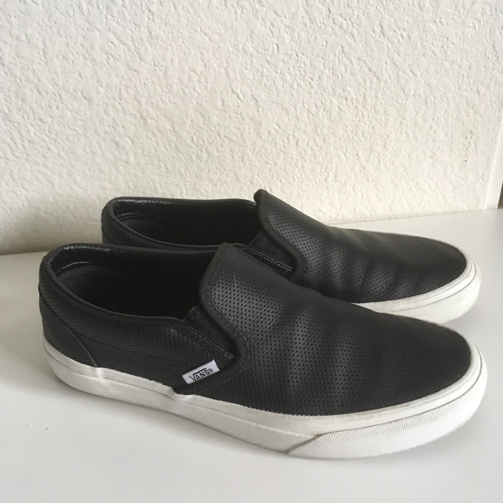 Vans Slip On Black Perforated Leather Women's 9.5